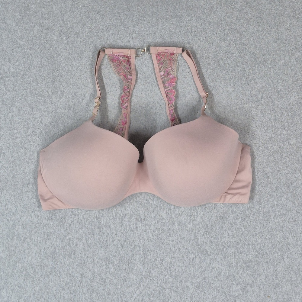 Victoria's Secret Women Bra 38DD Pink T Shirt Underwired Lace Convertible